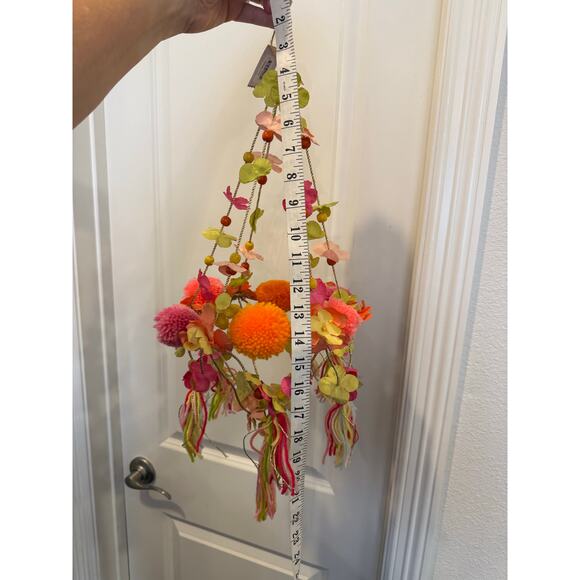 NWT GLITTERVILLE Wall Hanging Mobile with Flowers and Pom Poms NWT - Picture 3 of 6